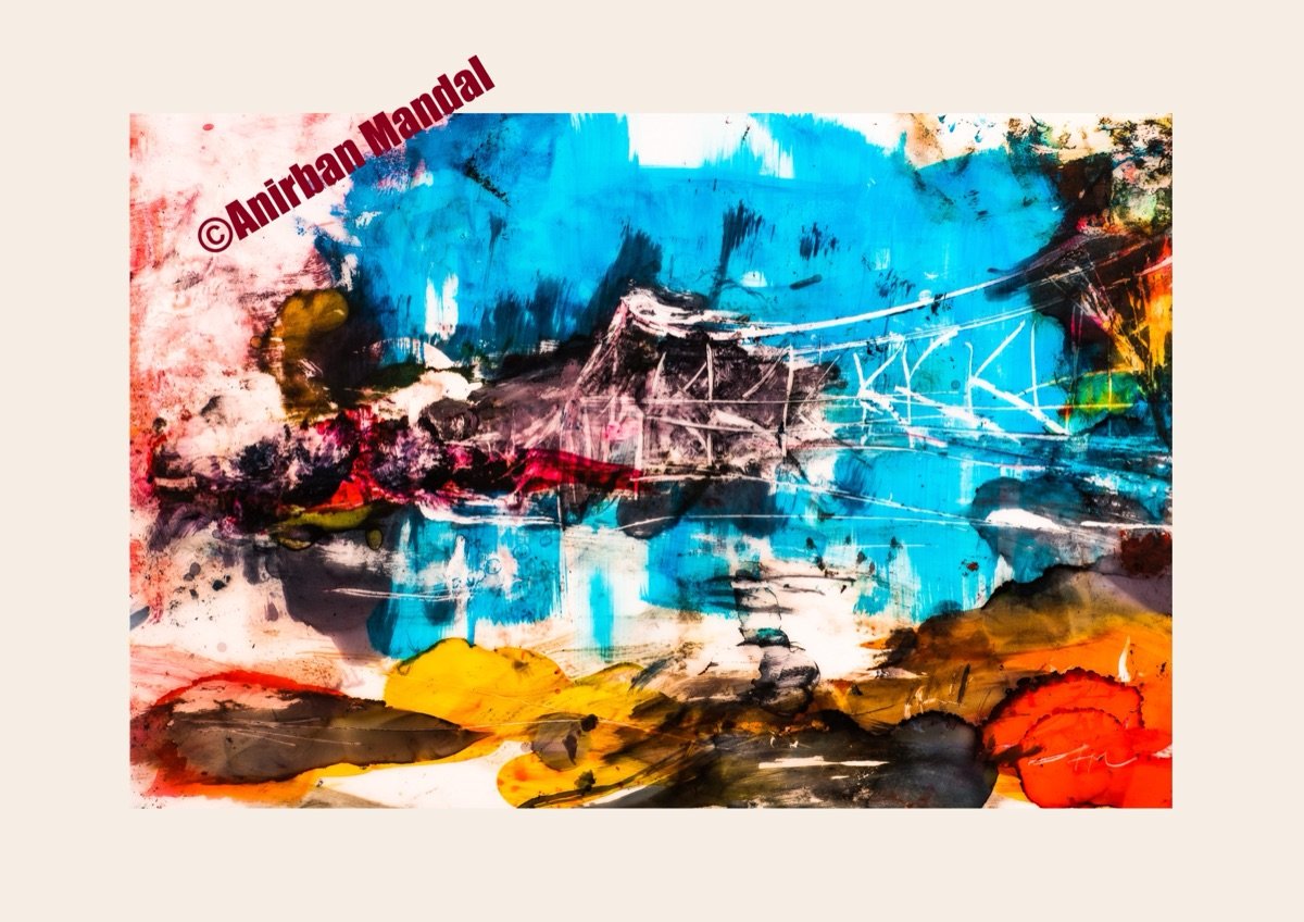 Howrah Bridge, Alternate Universe, alcohol ink artwork by Anirban Mandal