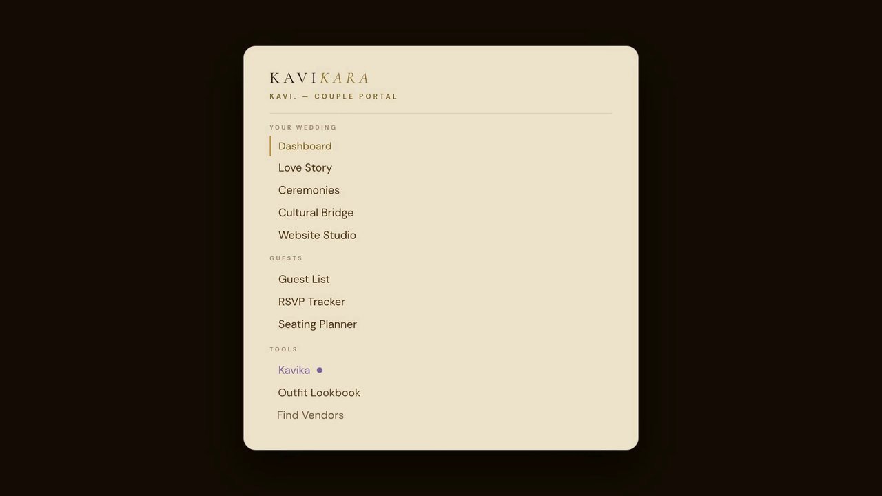 Kavi couple portal navigation